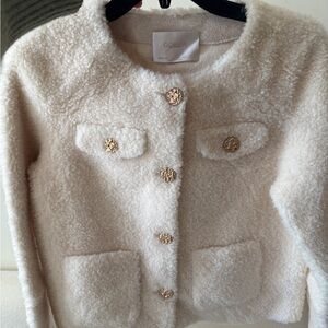 Goelia Teddy Jacket Cream Textured with Gold Buttons
